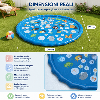 Inflatable Kids Splash Pad con Sprinkler – Materassino da Gioco Acquatico per Giardino e Spiaggia