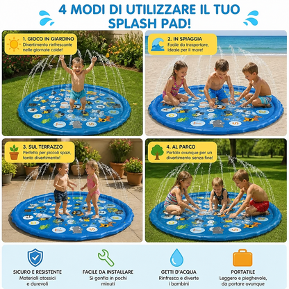 Inflatable Kids Splash Pad con Sprinkler – Materassino da Gioco Acquatico per Giardino e Spiaggia