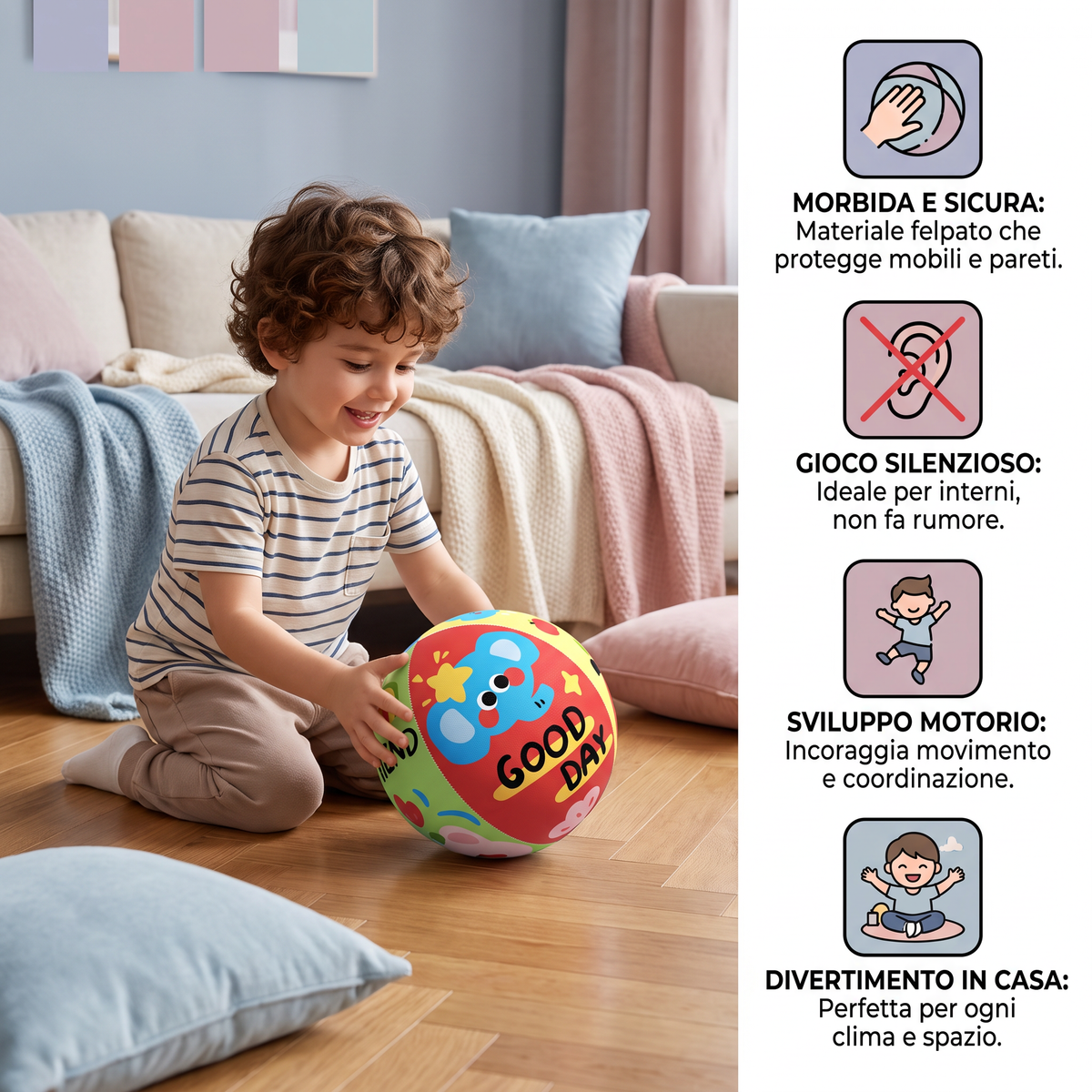 Pallina da gioco indoor morbida e sicura con gioco silenzioso per bambini