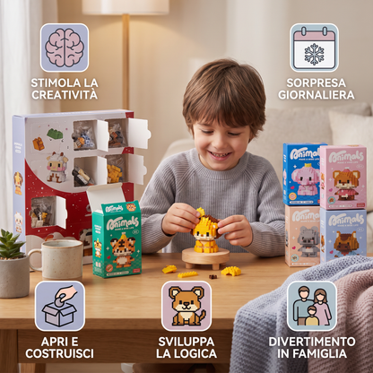 Grazioso calendario dell'Avvento con animaletti da costruire per bambini