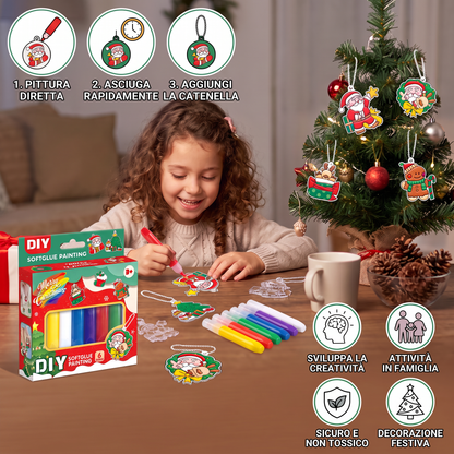 Kit creativo DIY di Natale per bambini per decorare gli addobbi con la pittura, senza colla né cottura