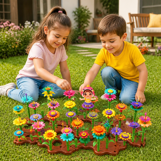 Gioco a incastro giardino di fiori per bambini – giocattolo creativo di coltivazione e apprendimento per piccoli giardinieri