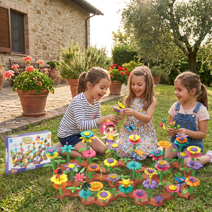 Gioco a incastro giardino di fiori per bambini – giocattolo creativo di coltivazione e apprendimento per piccoli giardinieri