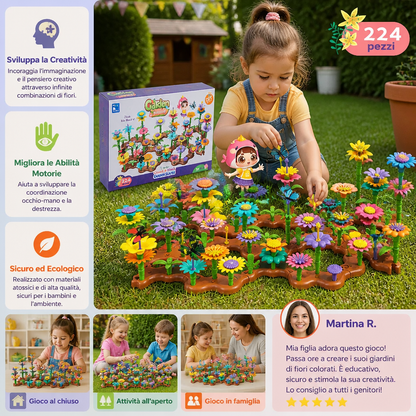 Gioco a incastro giardino di fiori per bambini – giocattolo creativo di coltivazione e apprendimento per piccoli giardinieri