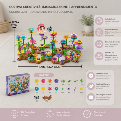 Gioco a incastro giardino di fiori per bambini – giocattolo creativo di coltivazione e apprendimento per piccoli giardinieri
