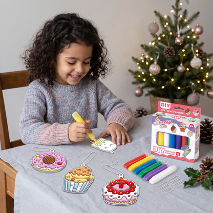 Kit creativo DIY di Natale per bambini per decorare gli addobbi con la pittura, senza colla né cottura