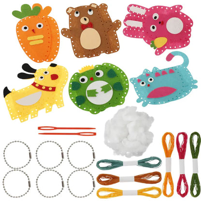 Kit di cucito per animali in feltro per bambini | Set di artigianato divertente per la coordinazione occhio - mano e lo sviluppo di abilità creative