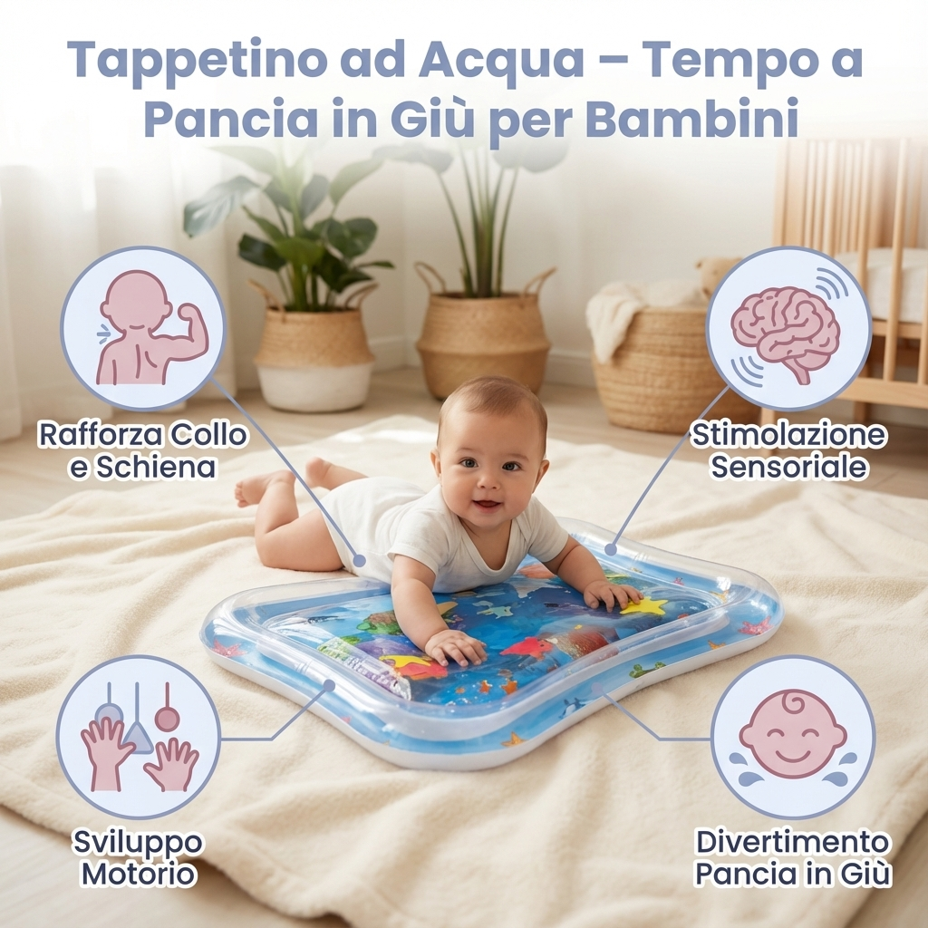 Tappetino ad Acqua – Tempo a Pancia in Giù per Bambini
