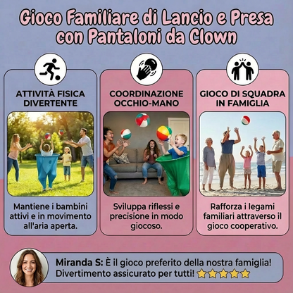 Gioco Familiare di Lancio e Presa con Pantaloni da Clown