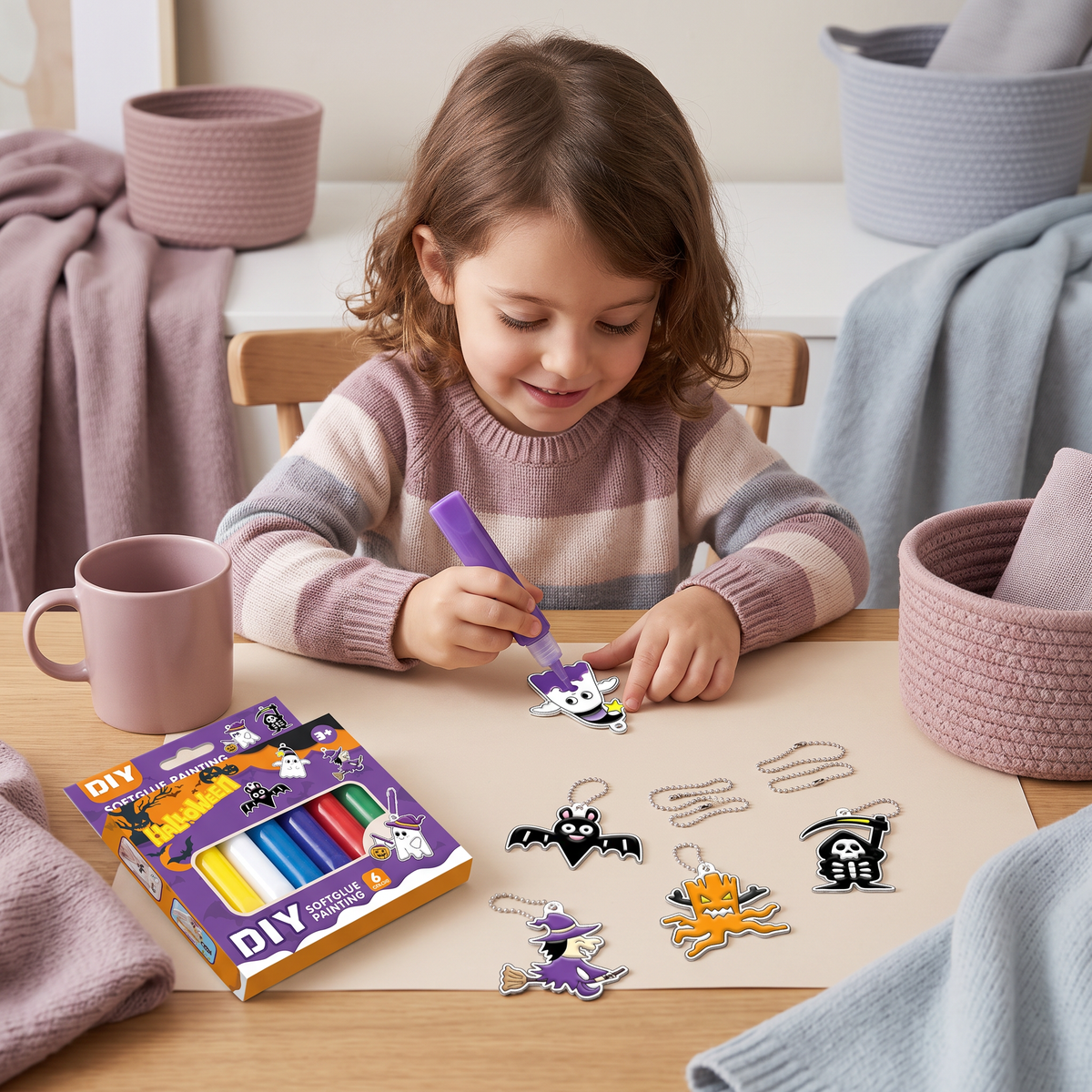 Kit creativo DIY di Natale per bambini per decorare gli addobbi con la pittura, senza colla né cottura