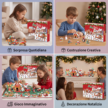Calendario dell’Avvento con Blocchi da Costruzione – Villaggio di Natale per Bambini