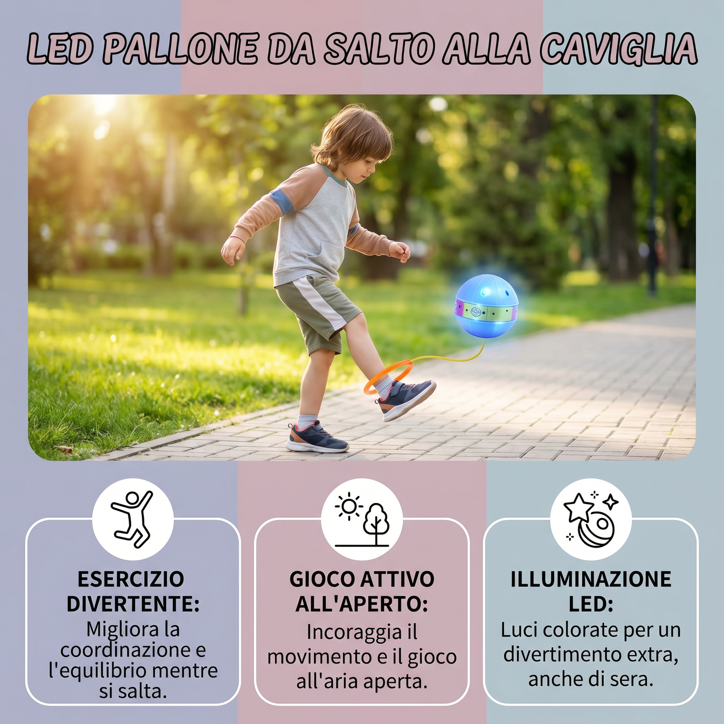 LED Pallone da Salto alla Caviglia – Giocattolo Interattivo per Saltare per Bambini