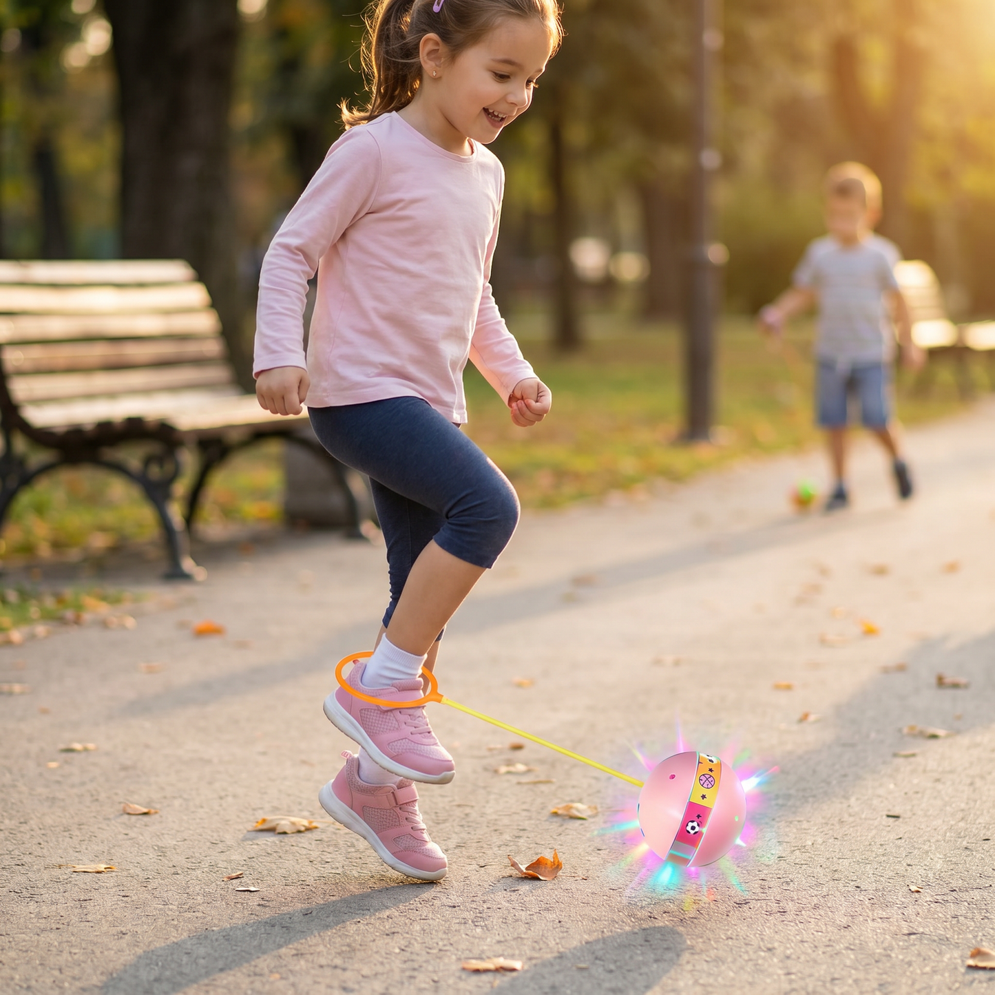 LED Pallone da Salto alla Caviglia – Giocattolo Interattivo per Saltare per Bambini