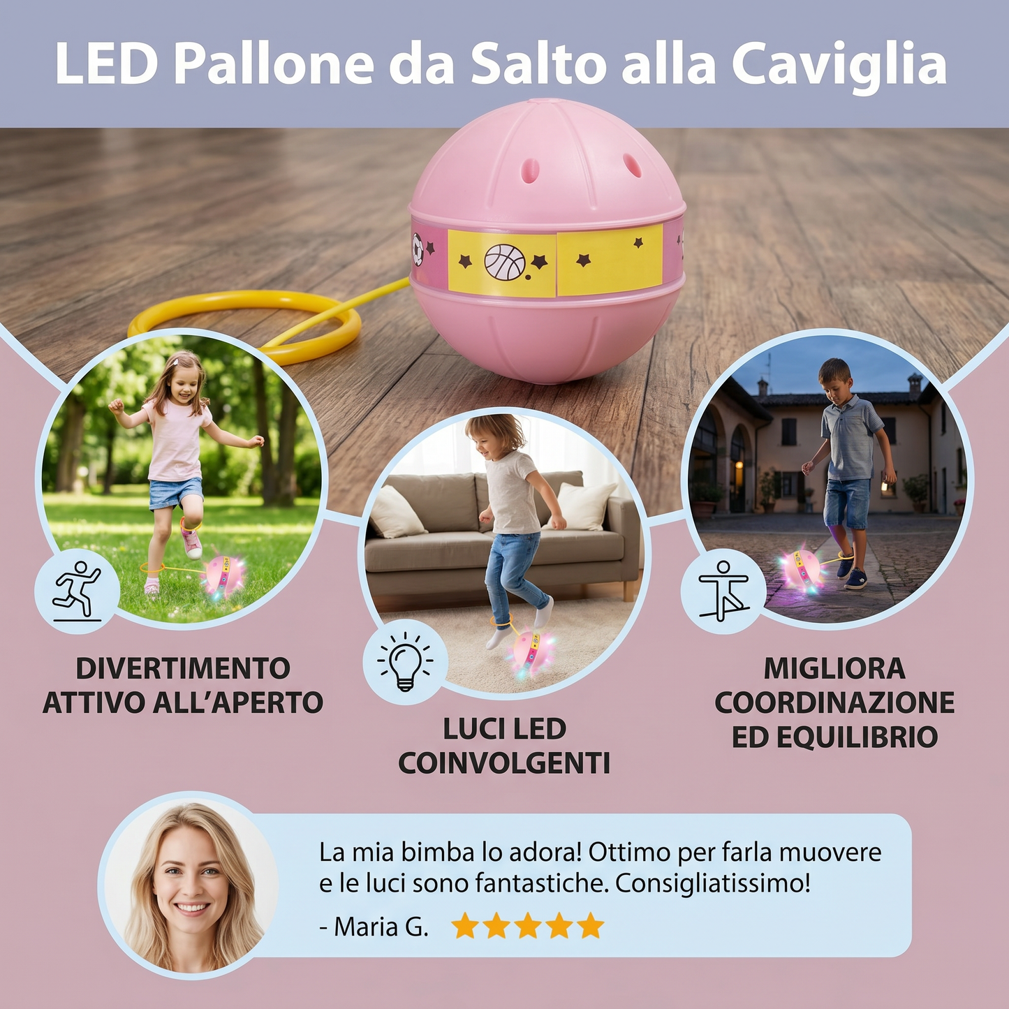 LED Pallone da Salto alla Caviglia – Giocattolo Interattivo per Saltare per Bambini