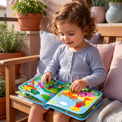Libro di Attività Montessori 8 in 1 con Dinosauri per Bambini Piccoli