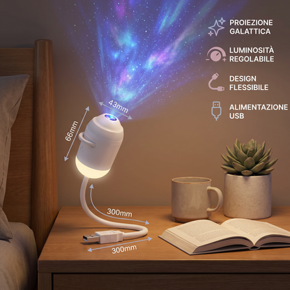 Proiettore Galassia USB NightSky Dimmerabile con Effetti Stelle e Aurora