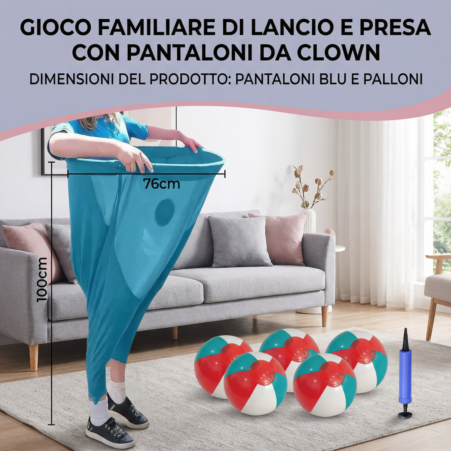 Gioco Familiare di Lancio e Presa con Pantaloni da Clown