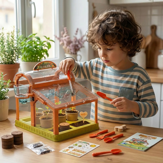 Serra LED per bambini in acrilico – Kit di coltivazione indoor per apprendimento ludico e crescita delle piante