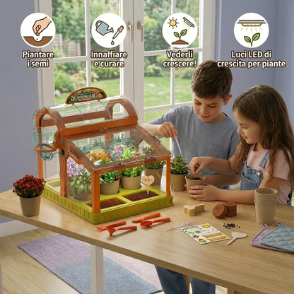 Serra LED per bambini in acrilico – Kit di coltivazione indoor per apprendimento ludico e crescita delle piante