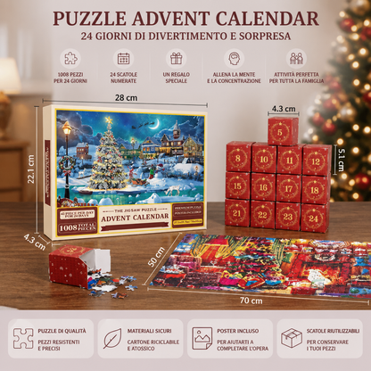 Calendario dell’Avvento con Puzzle Natalizio – Set da 1008 Pezzi per 24 Giorni