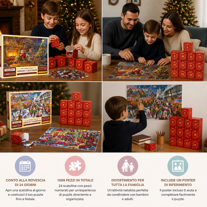 Calendario dell’Avvento con Puzzle Natalizio – Set da 1008 Pezzi per 24 Giorni