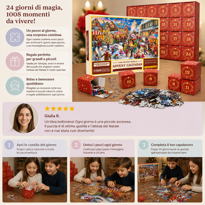 Calendario dell’Avvento con Puzzle Natalizio – Set da 1008 Pezzi per 24 Giorni