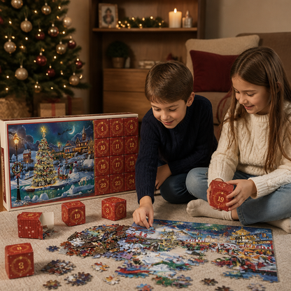 Calendario dell’Avvento con Puzzle Natalizio – Set da 1008 Pezzi per 24 Giorni