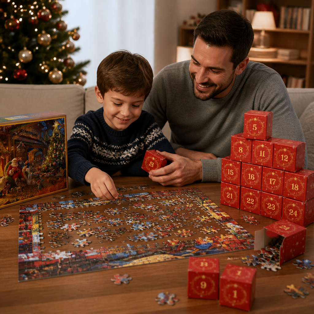Calendario dell’Avvento con Puzzle Natalizio – Set da 1008 Pezzi per 24 Giorni