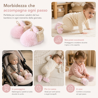 Scarpine per Neonato Calde e Confortevoli in Cotone Foderato in Pile con Suole Morbide
