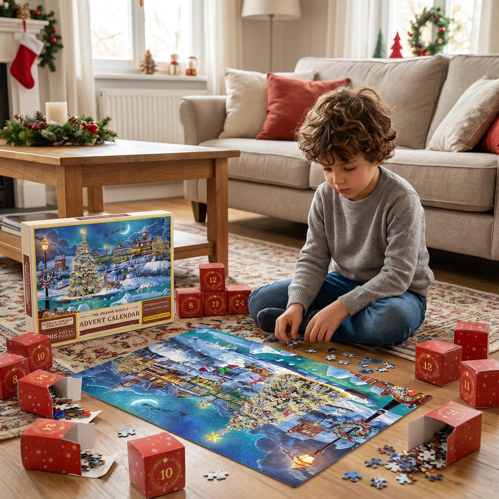 Calendario dell’Avvento con Puzzle Natalizio – Set da 1008 Pezzi per 24 Giorni