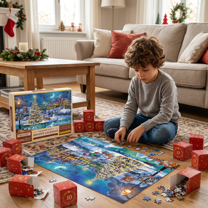 Calendario dell’Avvento con Puzzle Natalizio – Set da 1008 Pezzi per 24 Giorni