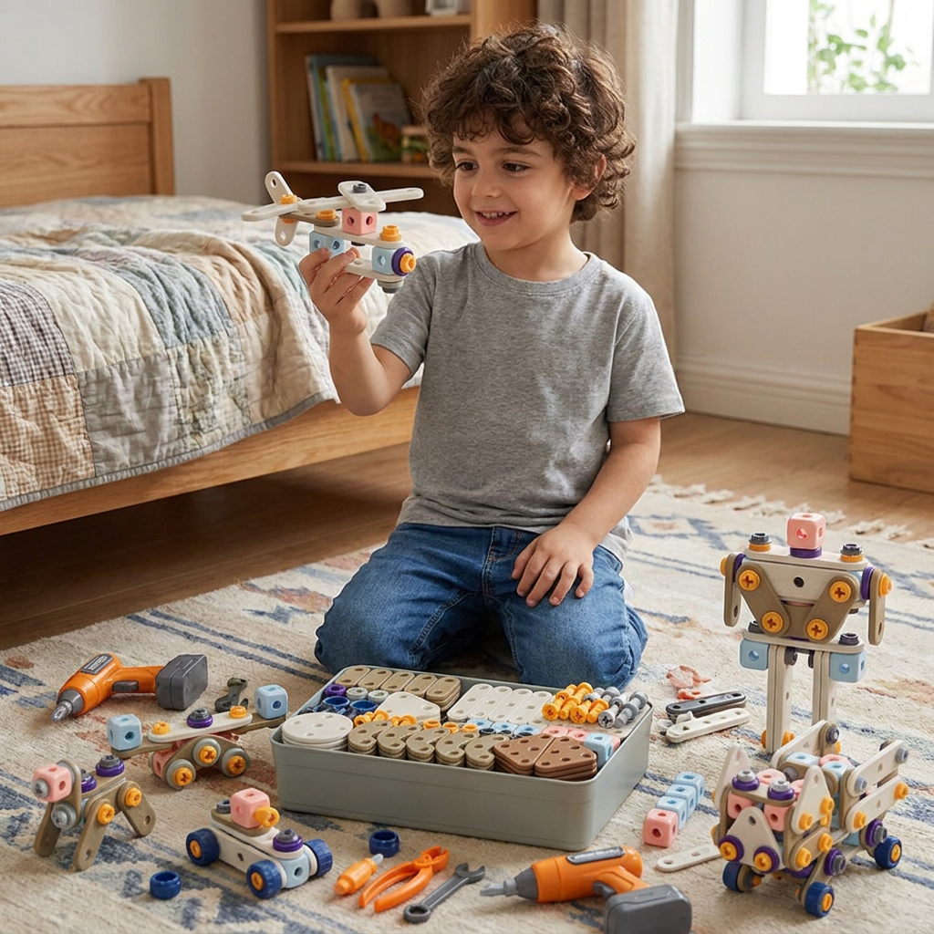 Set di Attrezzi Fai-da-Te per Bambini con Trapano Elettrico – Set di Costruzioni STEM