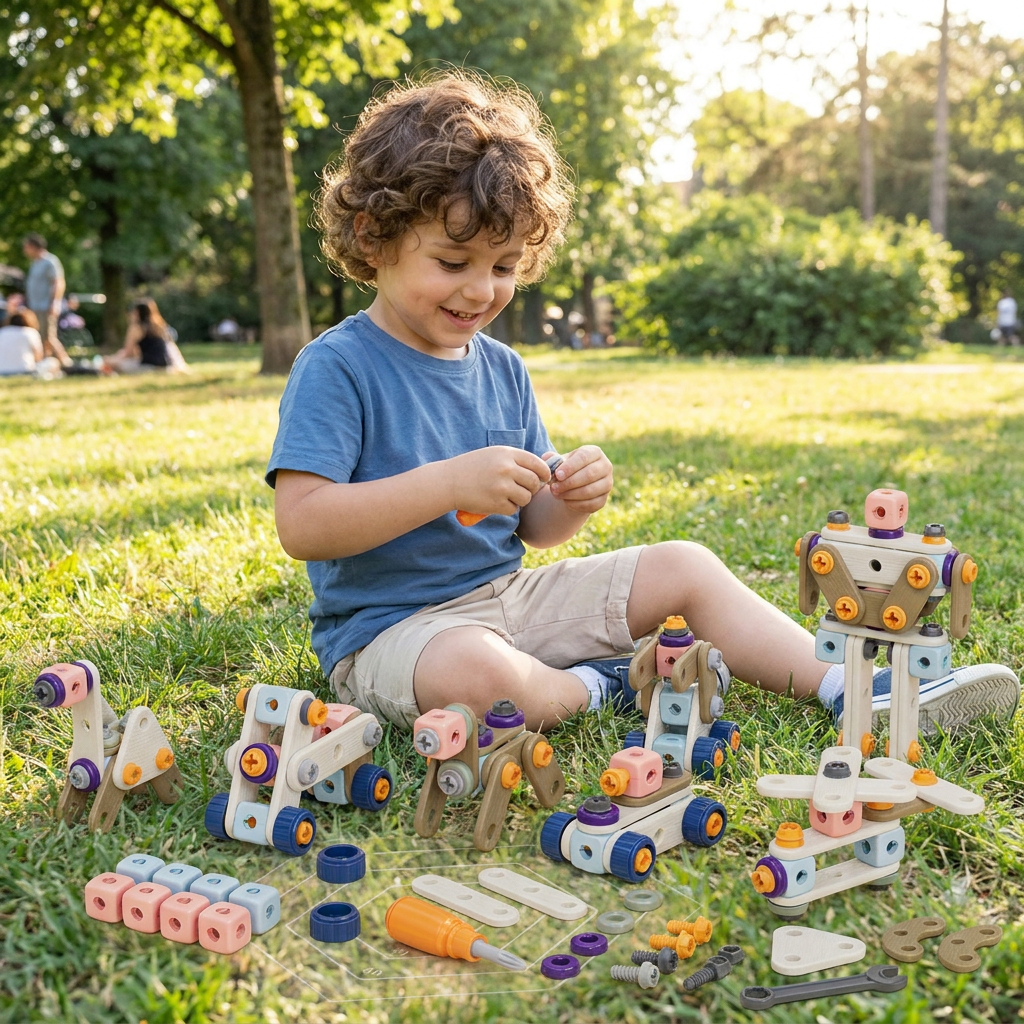 Set di Attrezzi Fai-da-Te per Bambini con Trapano Elettrico – Set di Costruzioni STEM
