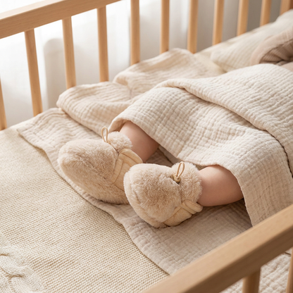 Scarpine per Neonato Calde e Confortevoli in Cotone Foderato in Pile con Suole Morbide