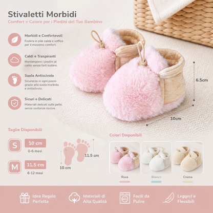 Scarpine per Neonato Calde e Confortevoli in Cotone Foderato in Pile con Suole Morbide
