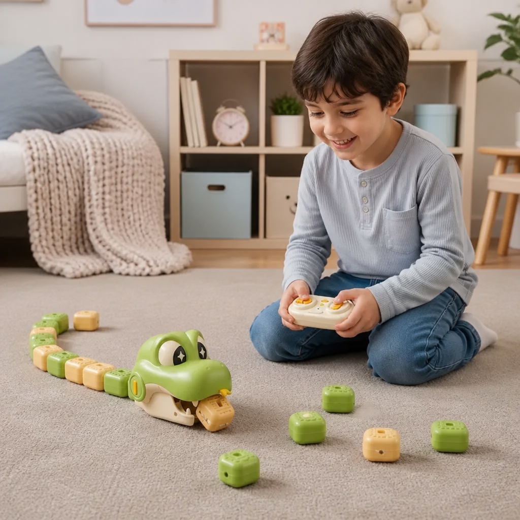 Giocattolo STEM RC Serpente Interattivo Crescente – Mangia i Blocchi e Diventa Più Lungo