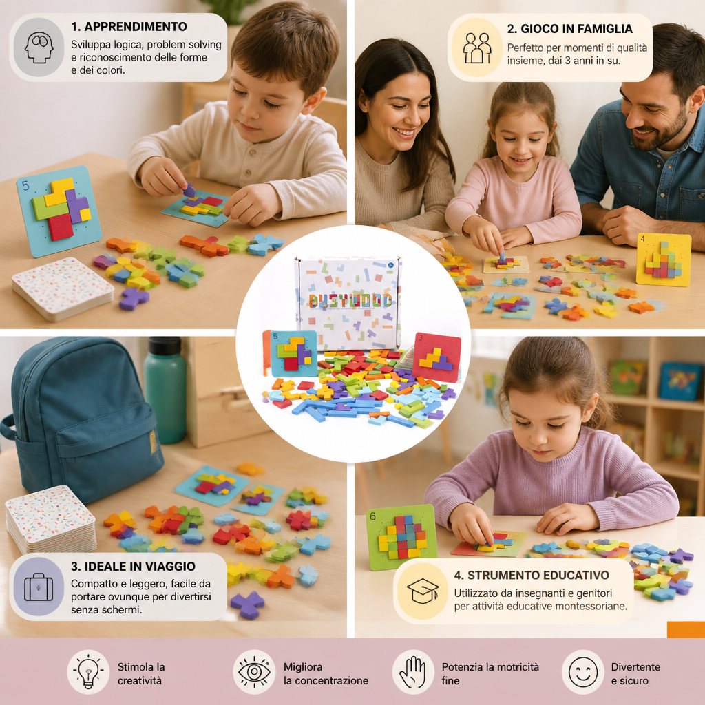 Gioco Familiare In Legno Per L'Abbinamento Delle Forme