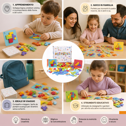 Gioco Familiare In Legno Per L'Abbinamento Delle Forme