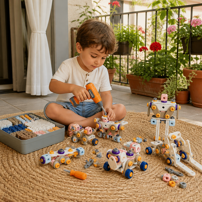 Set di Attrezzi Fai-da-Te per Bambini con Trapano Elettrico – Set di Costruzioni STEM