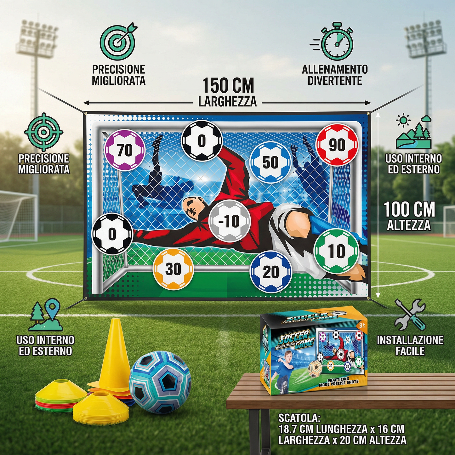 Klebante Muro per Tiri di Calcio – Set di Allenamento e Gioco per Interni ed Esterni