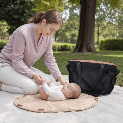 Borsa fasciatoio pieghevole 2 in 1 con materassino – Borsa da viaggio leggera e spaziosa per mamme