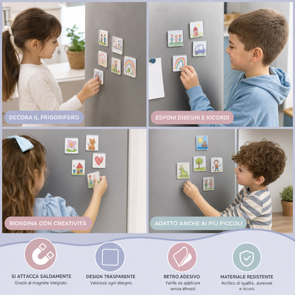 Cornici magnetiche trasparenti in acrilico con retro autoadesivo Set da 5 pezzi
