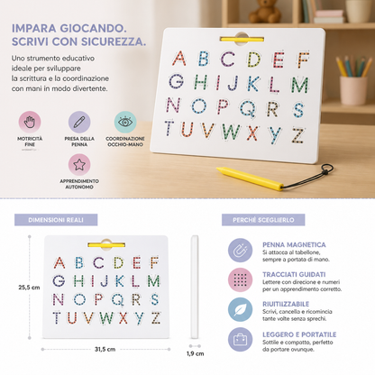 Tavola Magnetica 2-in-1 per Ricalcare le Lettere Maiuscole e Minuscole