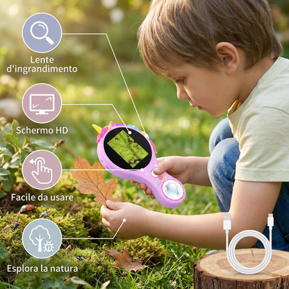 Microscopio video per bambini con schermo – dispositivo di ricerca mobile per piccoli esploratori