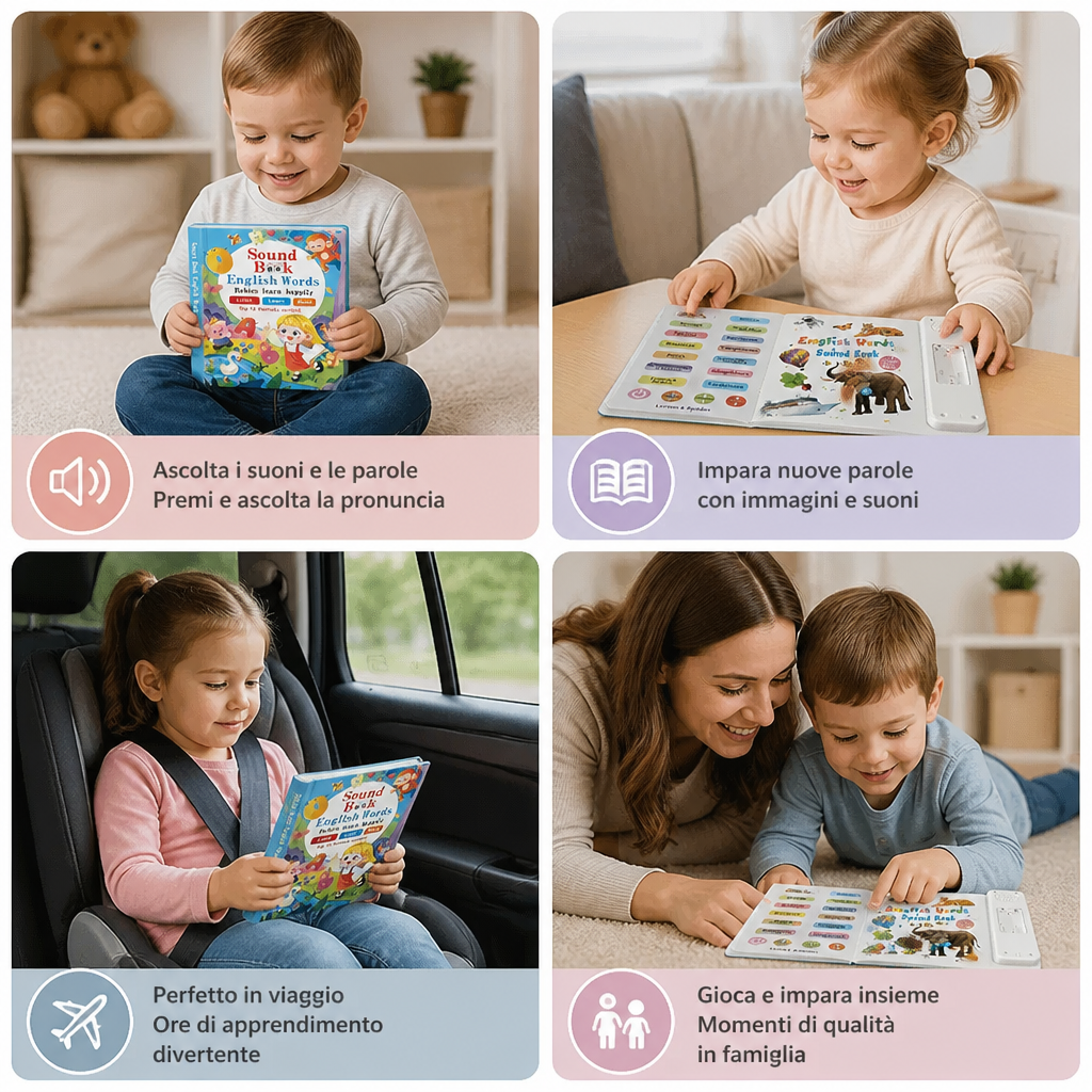 Libro Sonoro Interattivo di Inglese per Bambini – Tocca e Ascolta – Apprendimento Precoce Facile e Divertente