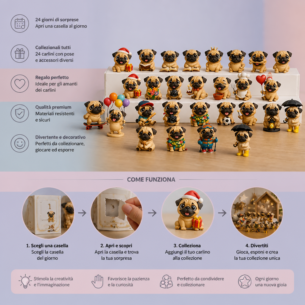 Calendario dell’Avvento di 24 giorni con Carlini e Figurine a Sorpresa