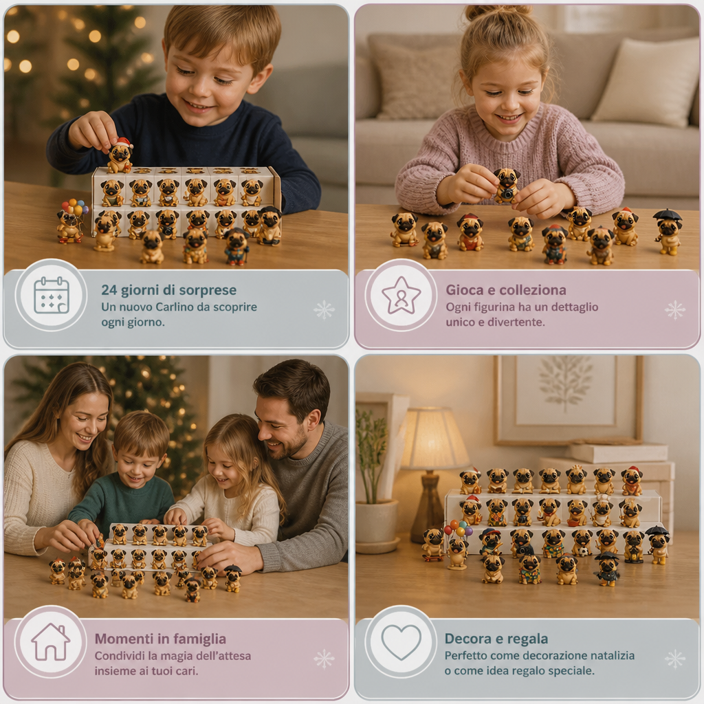 Calendario dell’Avvento di 24 giorni con Carlini e Figurine a Sorpresa
