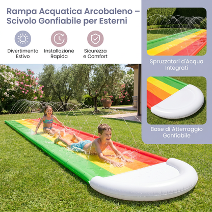 Rampa Acquatica Arcobaleno – Scivolo Gonfiabile per Esterni per Bambini e Famiglia