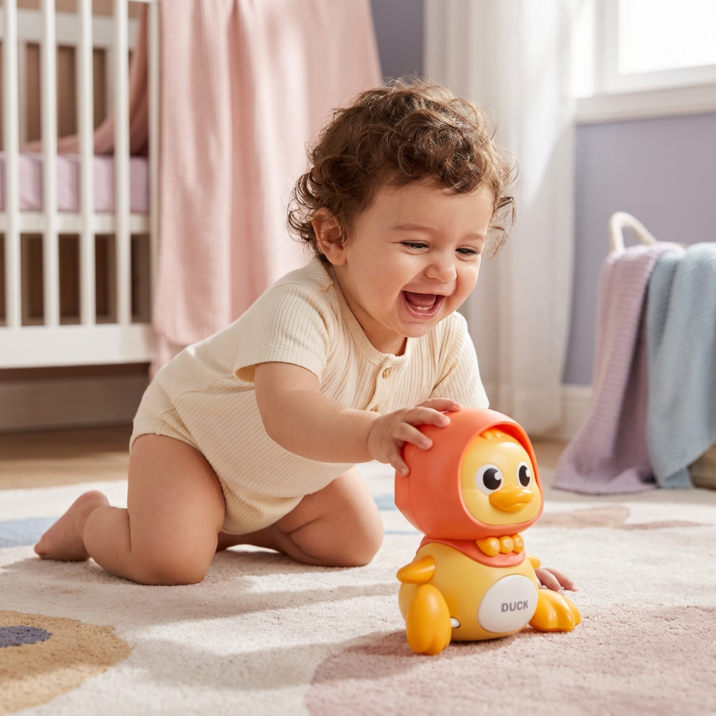 Famiglia di Anatre Giocattolo da Crawling e Apprendimento con Musica per Neonati