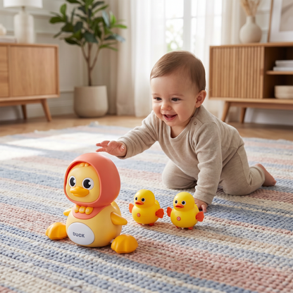 Famiglia di Anatre Giocattolo da Crawling e Apprendimento con Musica per Neonati